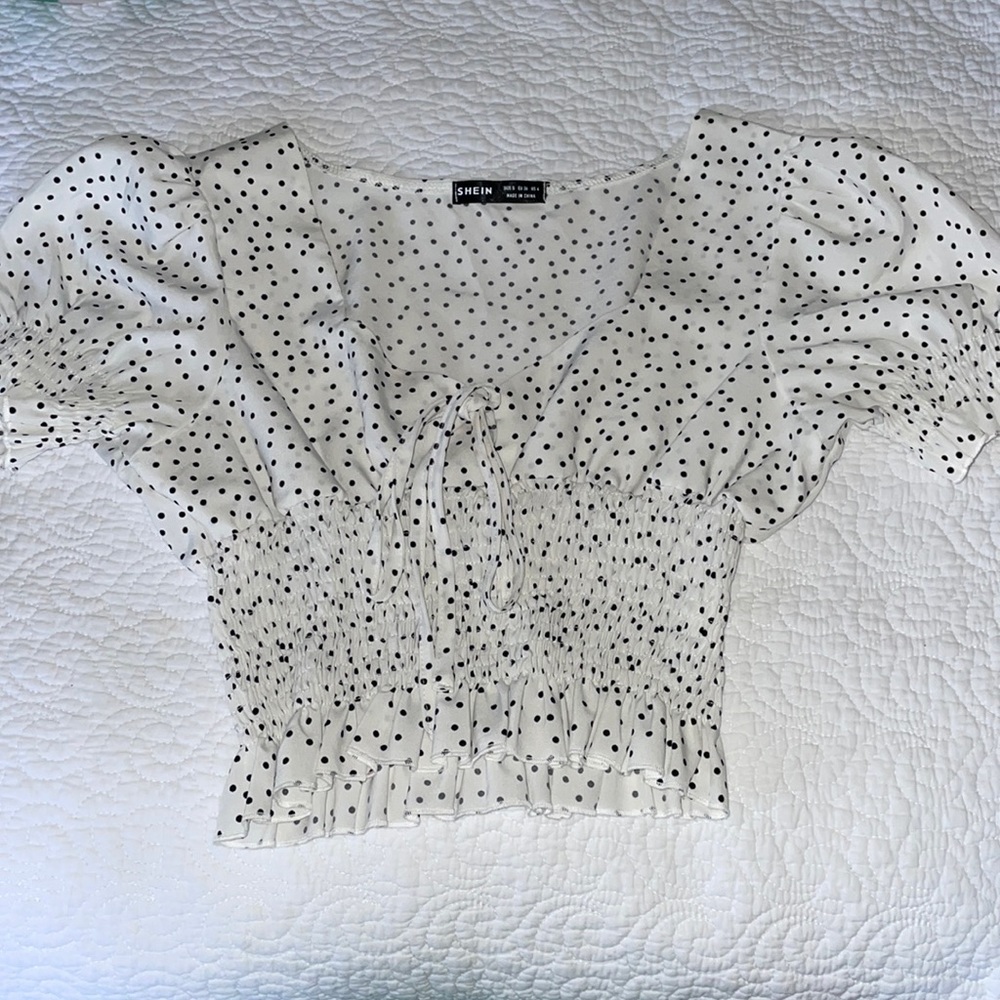 SHEIN Polka Dot Scrunched Blouse